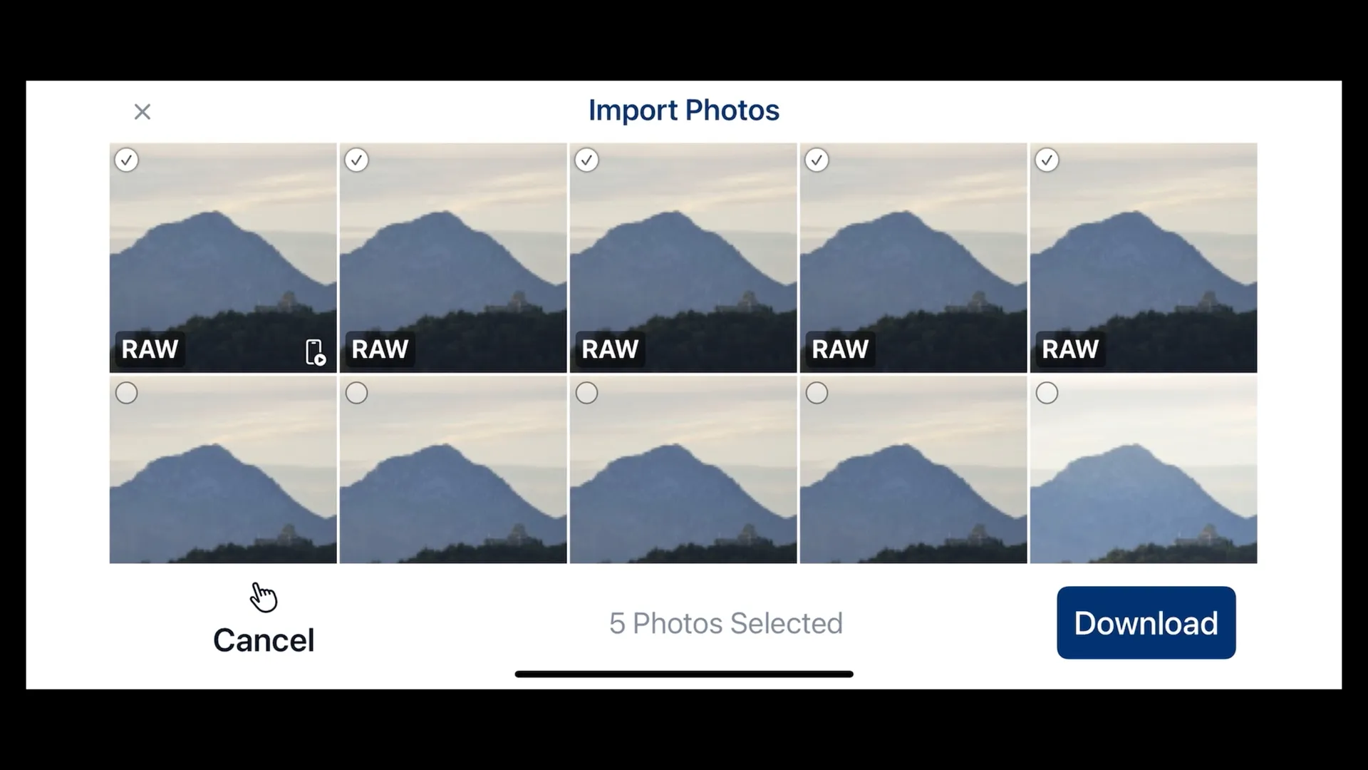 Import Photos from your camera to your device with Shutter+